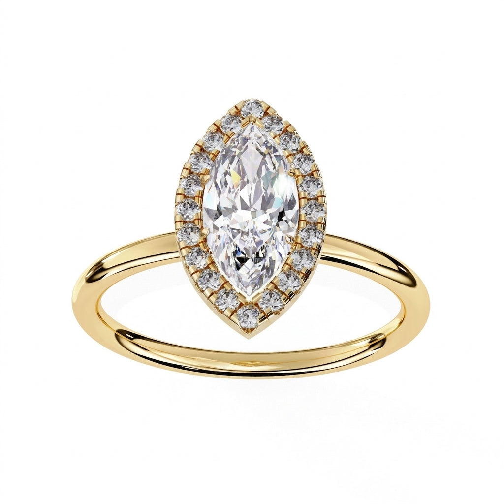Halo Lumina Marquise Solitaire - marquise halo engagement ring - front view - Lucano