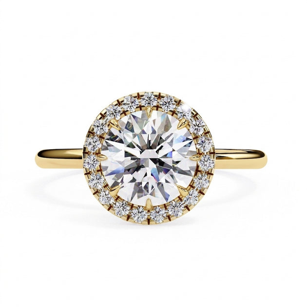 Halo Lumina Round Solitaire - round halo engagement ring - front view - Lucano