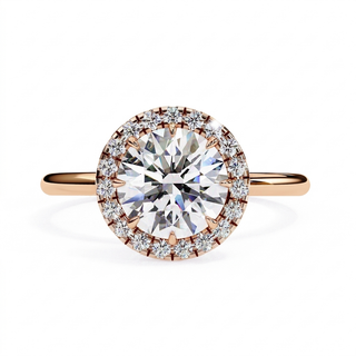 Halo Lumina Round Solitaire - round halo engagement ring - three-quarter view - Lucano