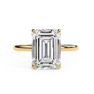 Vesper Emerald Hidden Halo Ring - emerald cut hidden halo engagement ring - front view - Lucano