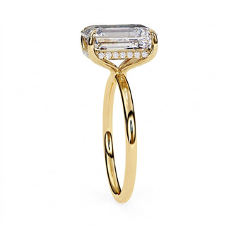 Vesper Emerald Hidden Halo Ring - emerald cut hidden halo engagement ring - detail close-up - Lucano