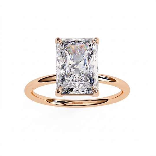 Vesper Radiant Hidden Halo Ring - radiant hidden halo engagement ring - top view - Lucano