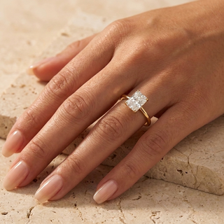 Vesper Radiant Hidden Halo Ring - radiant hidden halo engagement ring - side profile - Lucano