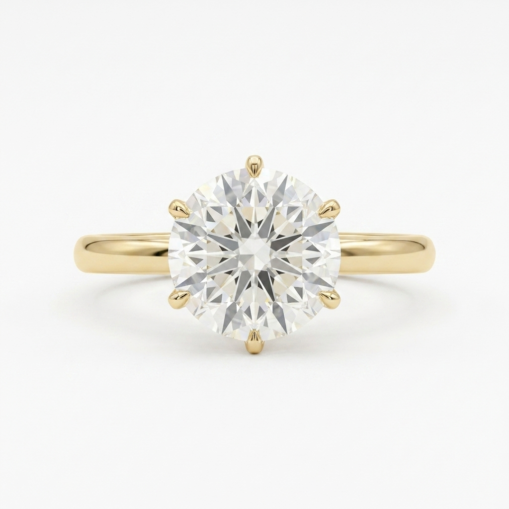 Helios Round Solitaire - round brilliant solitaire engagement ring - front view - Lucano