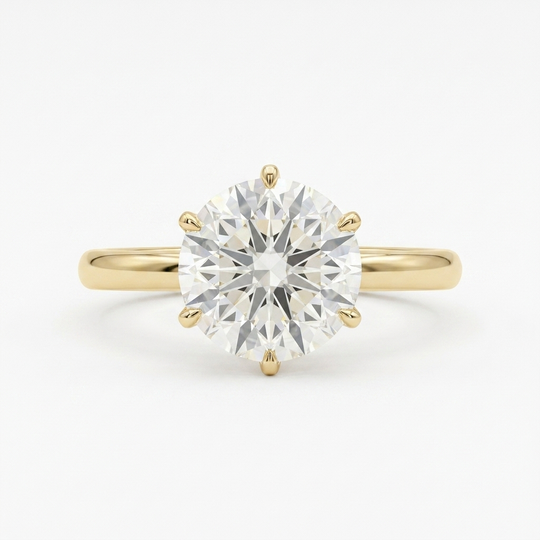 Helios Round Solitaire - round brilliant solitaire engagement ring - front view - Lucano