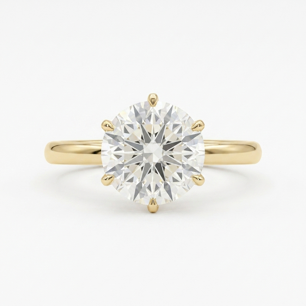 Helios Round Solitaire - round brilliant solitaire engagement ring - front view - Lucano