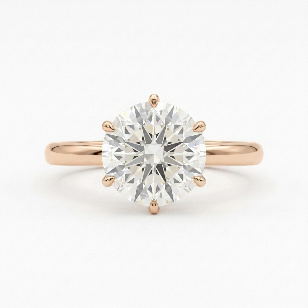 Helios Round Solitaire - round brilliant solitaire engagement ring - detail close-up - Lucano
