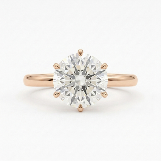 Helios Round Solitaire - round brilliant solitaire engagement ring - detail close-up - Lucano