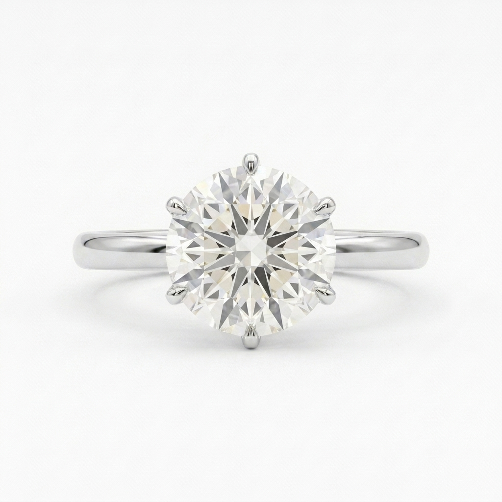Helios Round Solitaire - round brilliant solitaire engagement ring - side profile - Lucano