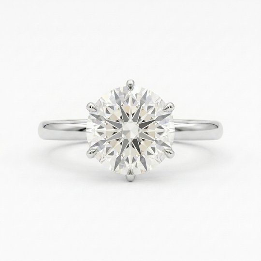 Helios Round Solitaire - round brilliant solitaire engagement ring - side profile - Lucano