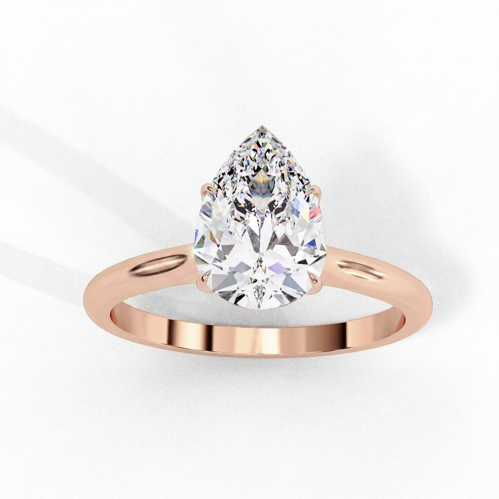 Goccia Pear Solitaire - pear cut solitaire engagement ring - side profile - Lucano
