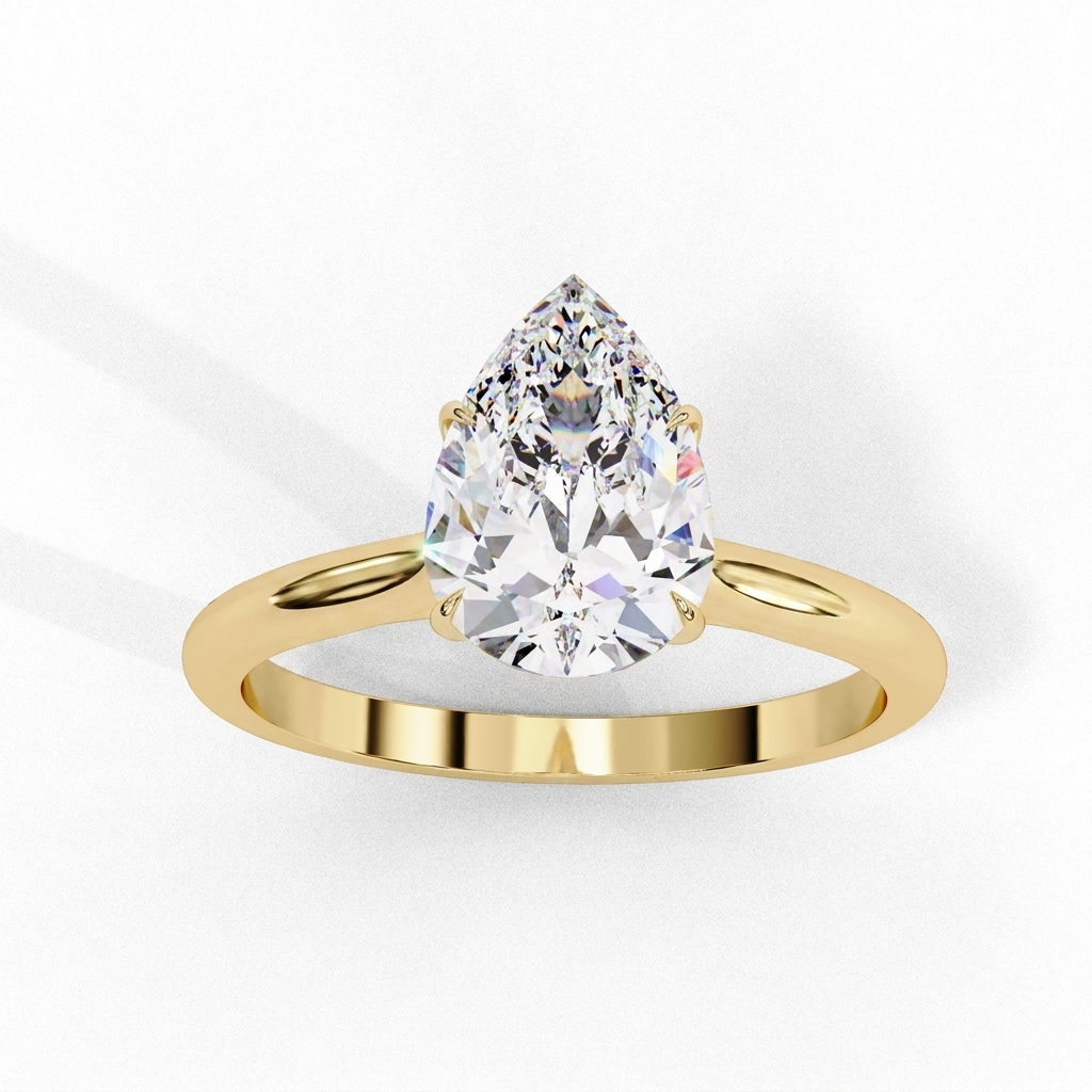 Goccia Pear Solitaire - pear cut solitaire engagement ring - front view - Lucano