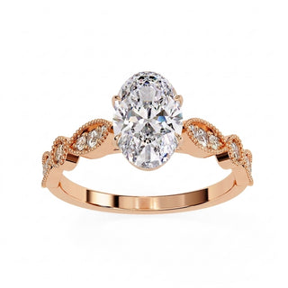 Vigna Oval Solitaire - oval pavé engagement ring - side profile - Lucano
