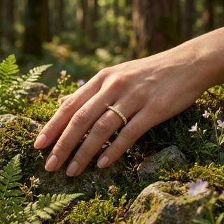 Aurora Pavé Eternity Ring - pavé diamond eternity ring - three-quarter view - Lucano