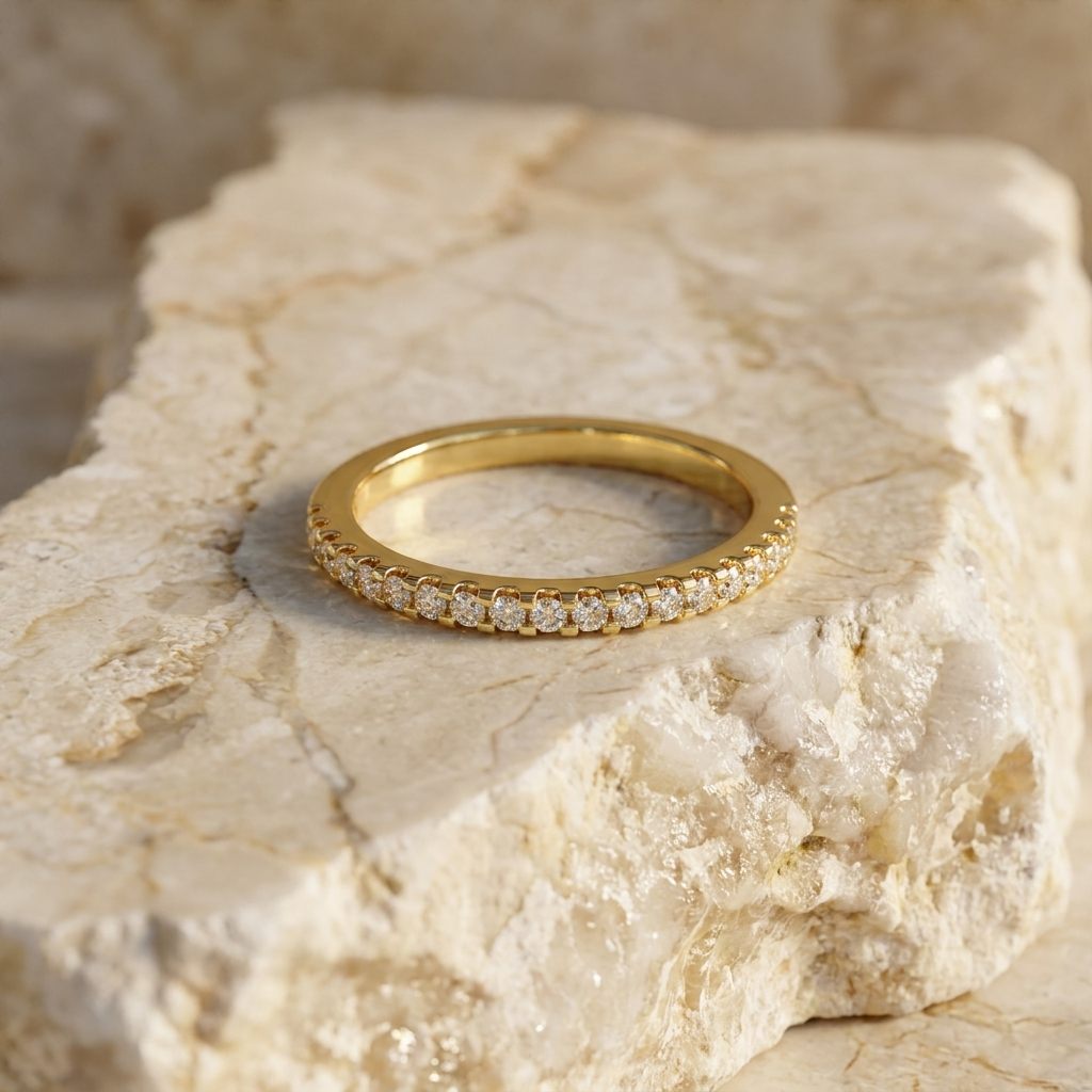 Aurora Pavé Eternity Ring - pavé diamond eternity ring - on hand - Lucano