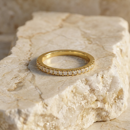 Aurora Pavé Eternity Ring - pavé diamond eternity ring - on hand - Lucano