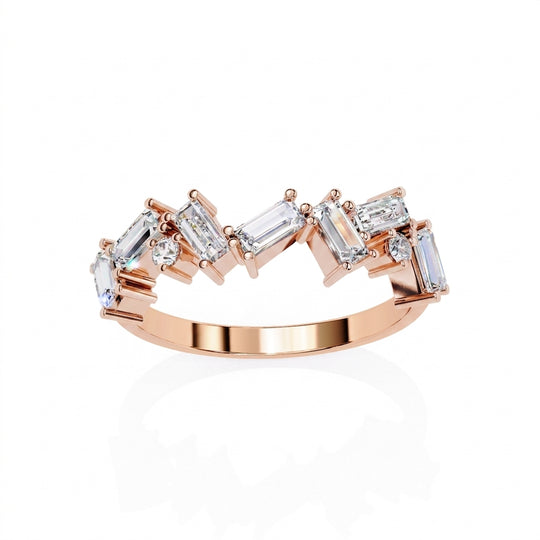Tessera Baguette Cluster Ring - baguette diamond cluster ring - side profile - Lucano
