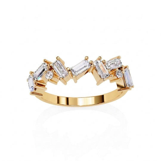 Tessera Baguette Cluster Ring - baguette diamond cluster ring - front view - Lucano