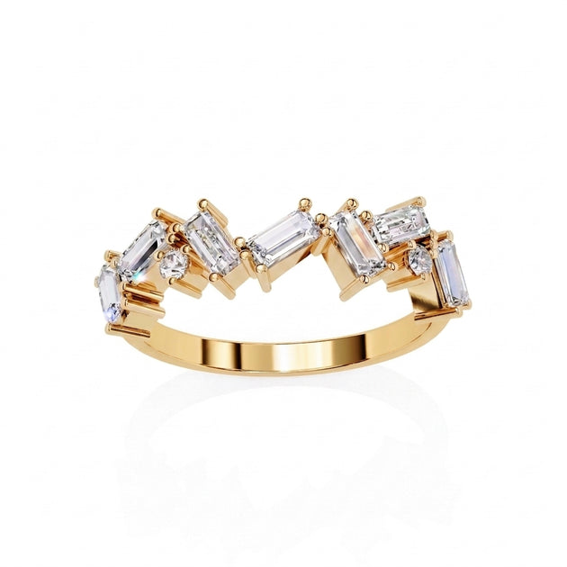 Tessera Baguette Cluster Ring - baguette diamond cluster ring - front view - Lucano