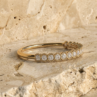 Coronella Pavé Eternity Ring - minimalist diamond wedding band - front view - Lucano