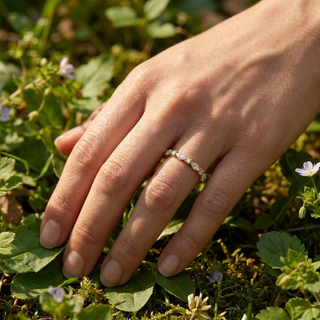 Navette Marquise Eternity Ring - marquise diamond eternity ring - angled view - Lucano