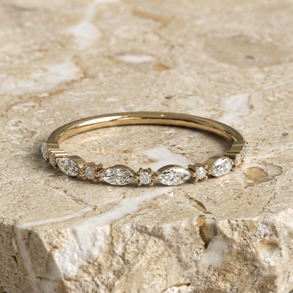 Navette Marquise Eternity Ring - marquise diamond eternity ring - front view - Lucano
