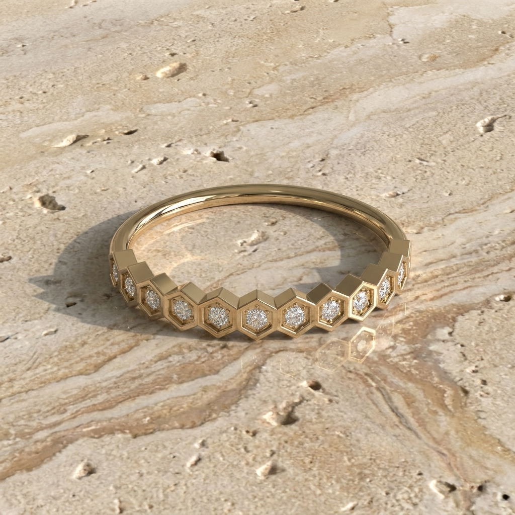 Honeycomb Eternity Ring - honeycomb pavé eternity ring - front view - Lucano