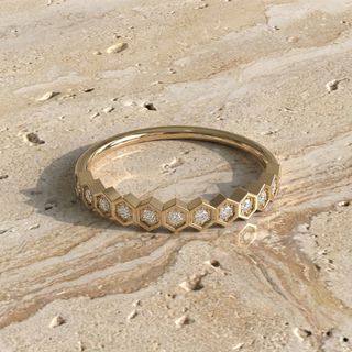 Honeycomb Eternity Ring - honeycomb pavé eternity ring - front view - Lucano