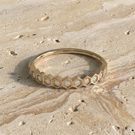 Honeycomb Eternity Ring - honeycomb pavé eternity ring - front view - Lucano