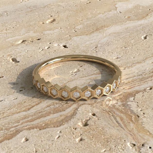 Honeycomb Eternity Ring - honeycomb pavé eternity ring - front view - Lucano