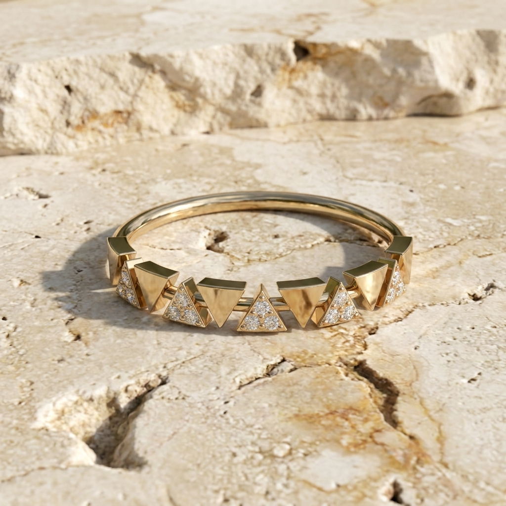 Pyramidi Triangle Eternity Ring - pavé diamond eternity ring - front view - Lucano