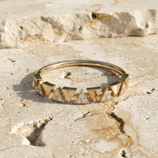 Pyramidi Triangle Eternity Ring - pavé diamond eternity ring - front view - Lucano