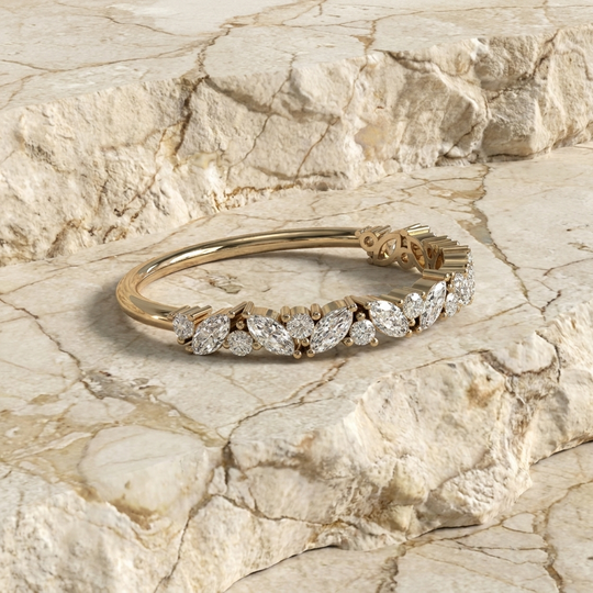 Natalie Diamond Ring - marquise diamond eternity ring - front view - Lucano