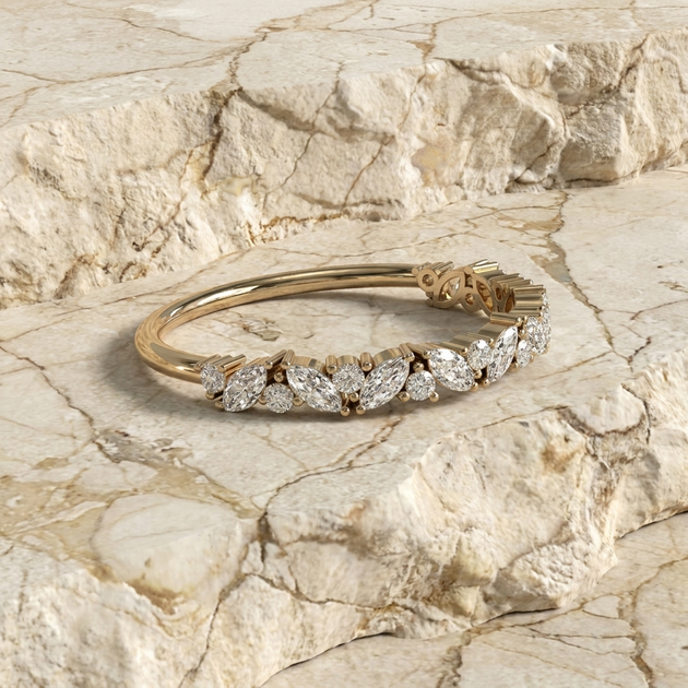 Natalie Diamond Ring - marquise diamond eternity ring - front view - Lucano