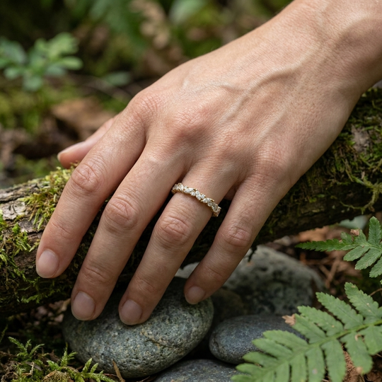 Natalie Diamond Ring - marquise diamond eternity ring - on hand - Lucano