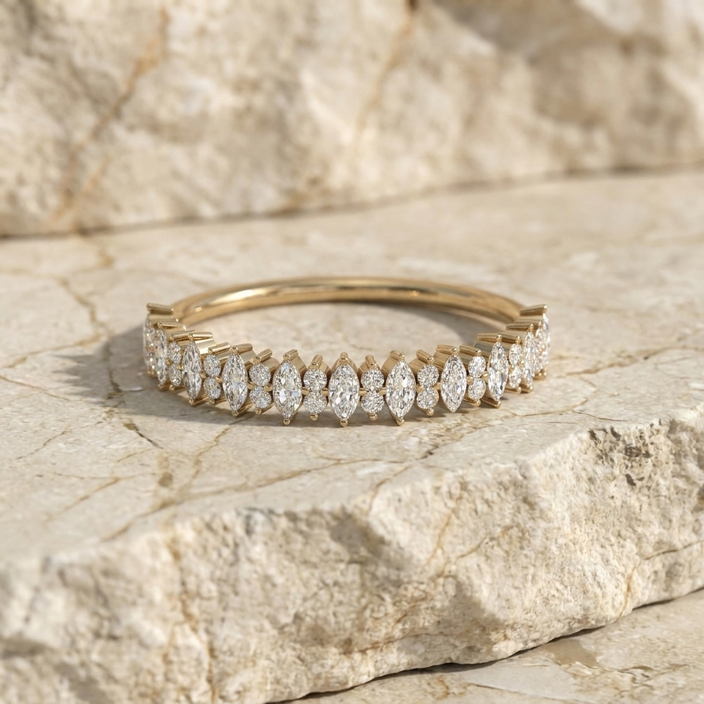 Alternanza Marquise Eternity Ring - marquise diamond eternity ring - on hand - Lucano