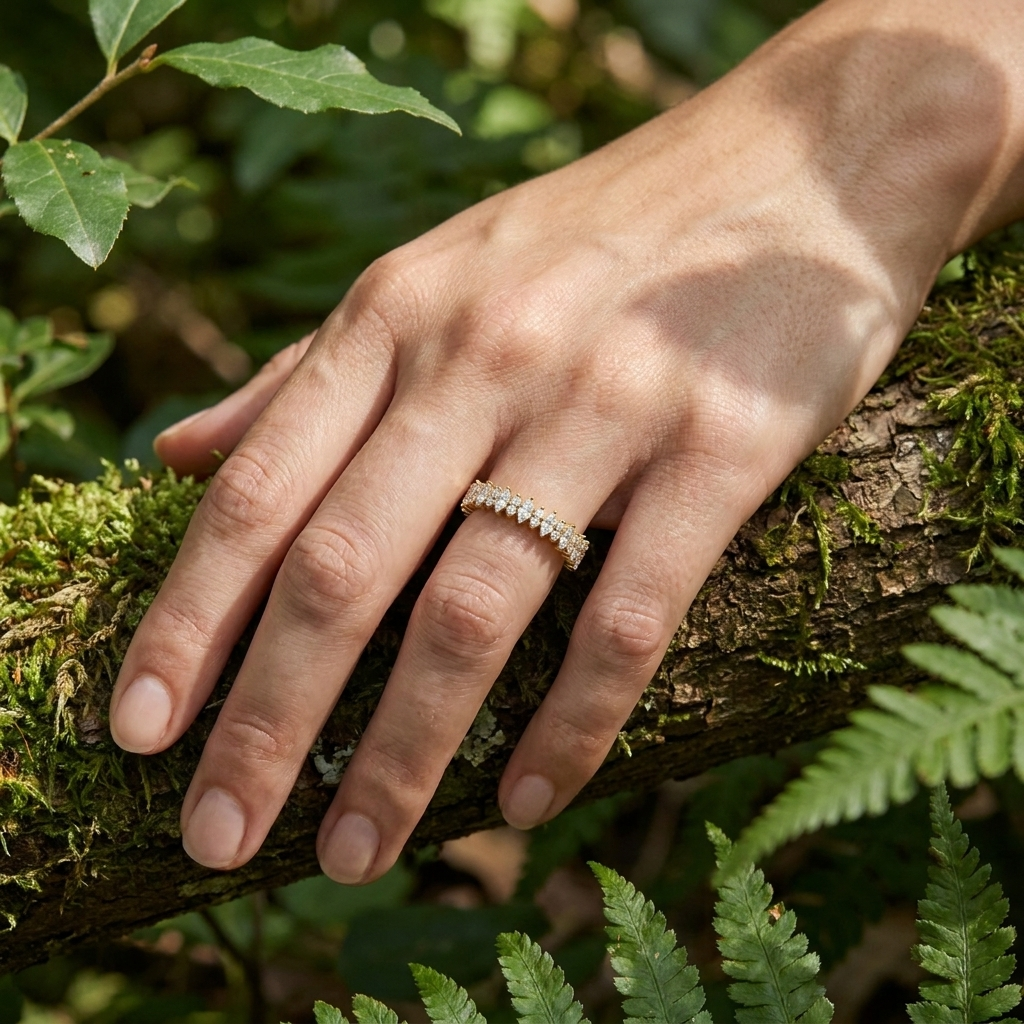 Alternanza Marquise Eternity Ring - marquise diamond eternity ring - detail close-up - Lucano