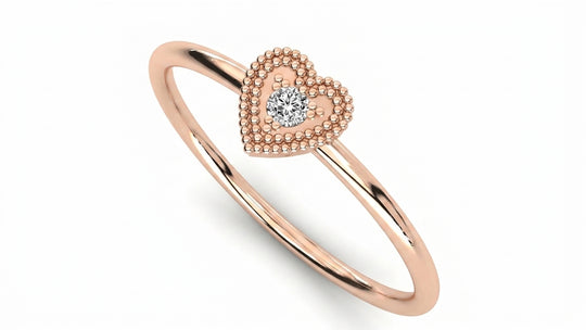 Cuore Ring - heart diamond stacking ring - detail close-up - Lucano