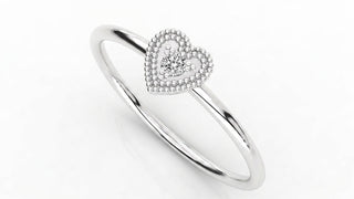 Cuore Ring - heart diamond stacking ring - side profile - Lucano