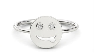 Happy Diamond Ring - diamond signet ring with star cluster - side profile - Lucano