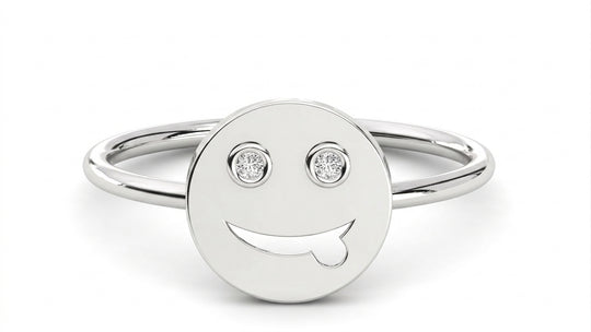 Happy Diamond Ring - diamond signet ring with star cluster - side profile - Lucano