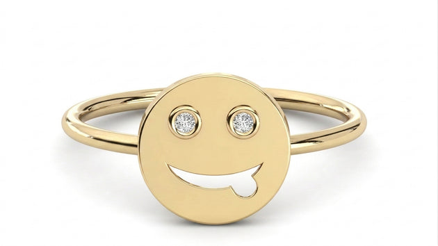 Happy Diamond Ring - diamond signet ring with star cluster - front view - Lucano