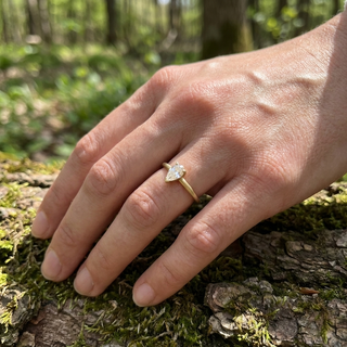 Pear Promise Ring - pear-cut diamond promise ring - three-quarter view - Lucano