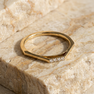 Quattro Diamond Ring - diamond stacking ring - on hand - Lucano