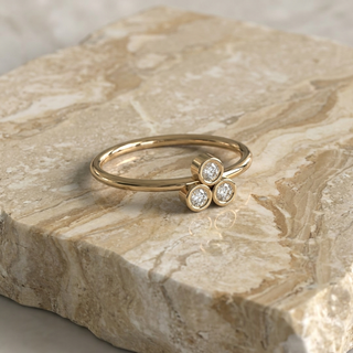 Trifoglio Cluster Ring - trefoil diamond cluster ring - on hand - Lucano