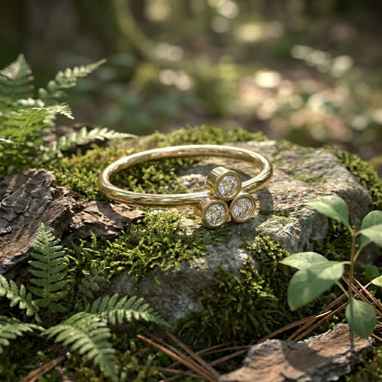 Trifoglio Cluster Ring - trefoil diamond cluster ring - angled view - Lucano