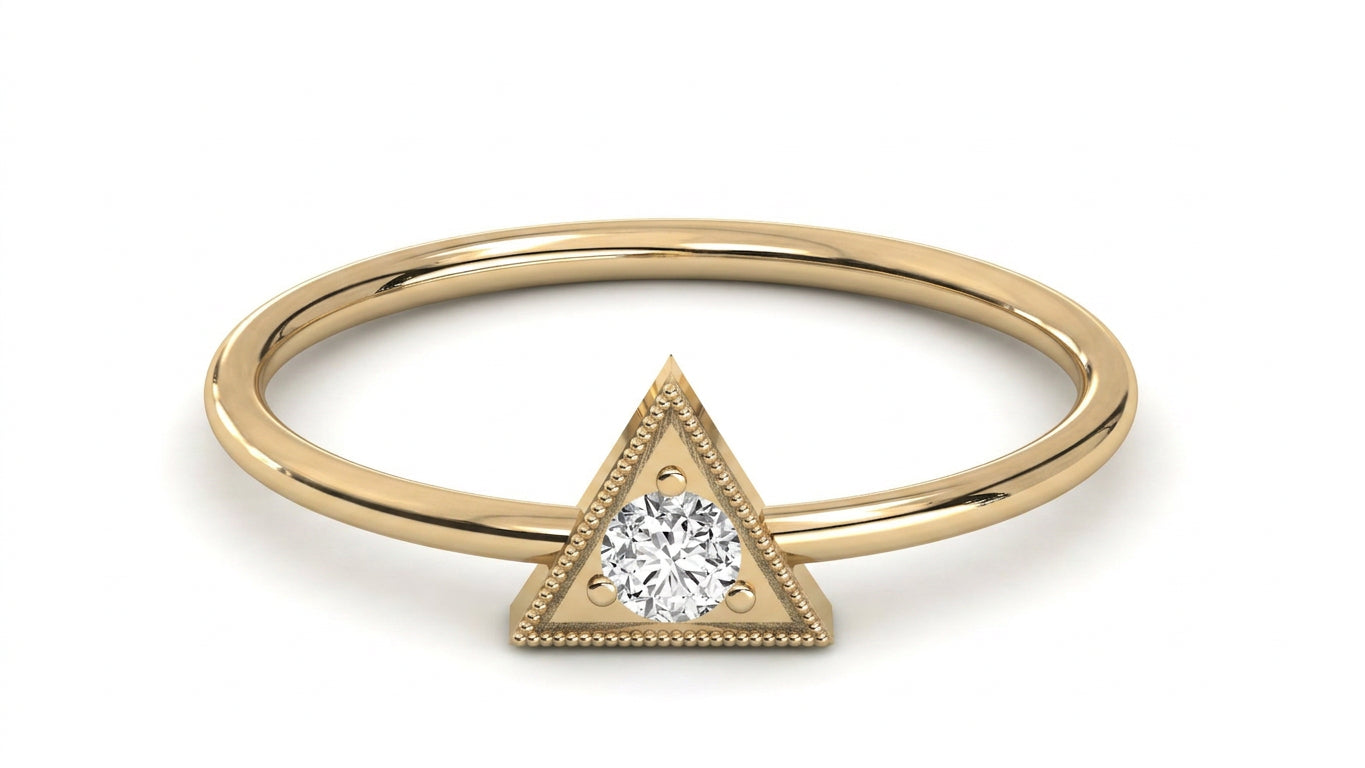 Saetta Triangle Ring - triangle diamond ring - front view - Lucano