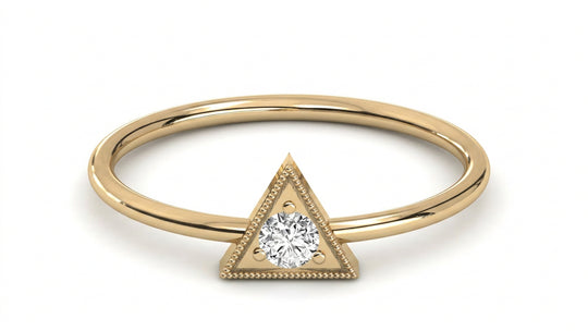 Saetta Triangle Ring - triangle diamond ring - front view - Lucano