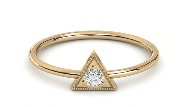 Saetta Triangle Ring - triangle diamond ring - front view - Lucano