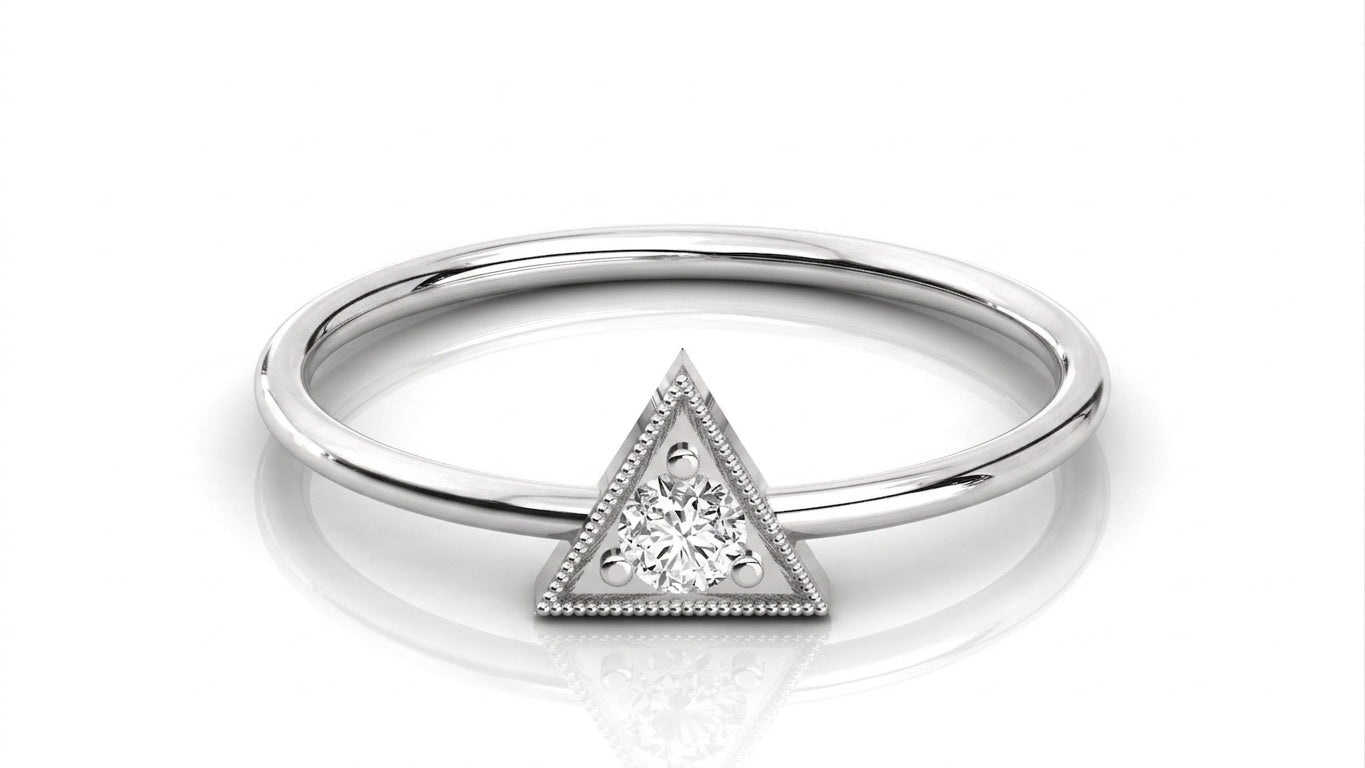 Saetta Triangle Ring - triangle diamond ring - side profile - Lucano